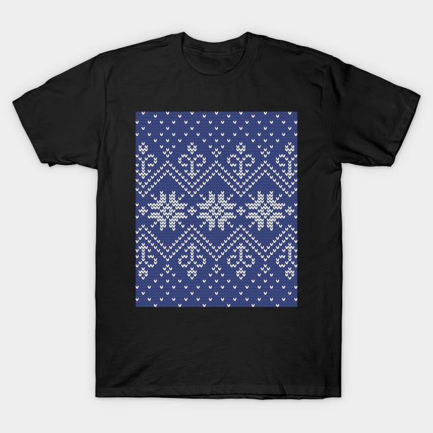 Knitting Xmas Blue Flake T-Shirt by SpilloDesign